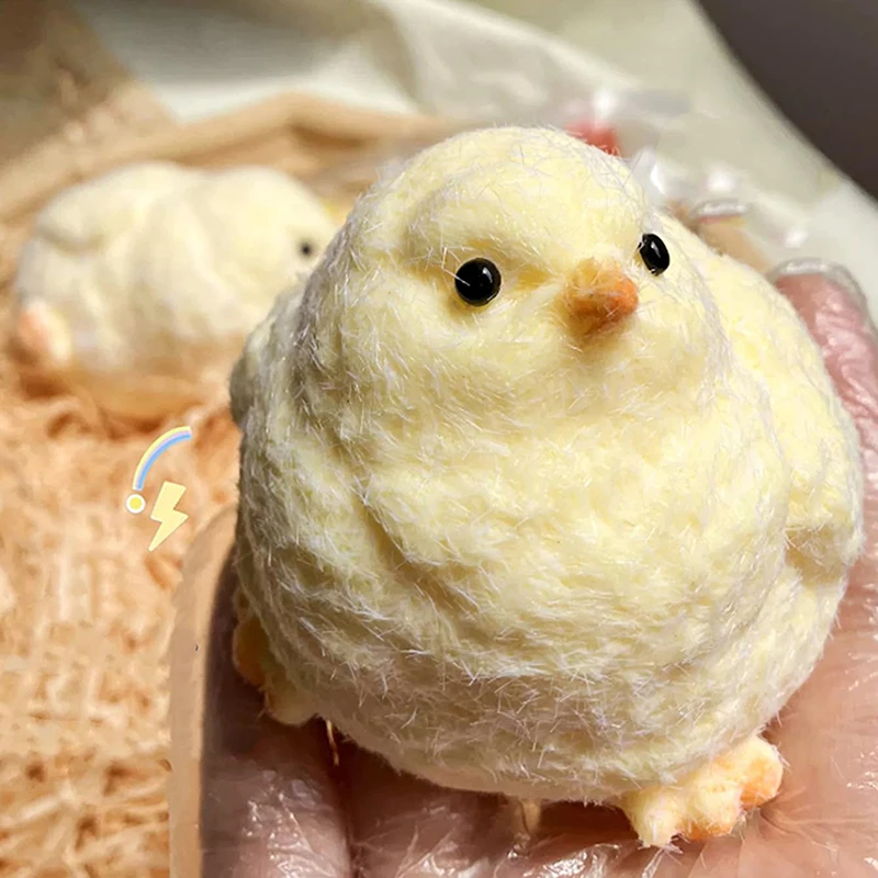 Soft Chicken Kawaii Handmade Silicone Soft Flocked Yellow Chicken Seal Soft Chicken Kids Birthday Gift Toy Cute Soft Chick