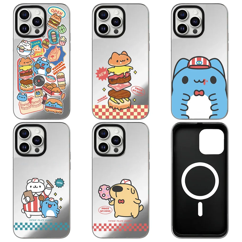 

Cartoon Hamburger Silver Border Mirror Surface IPhone 12 13 14 15 16 Pro Max Case - Protective IPhone Case