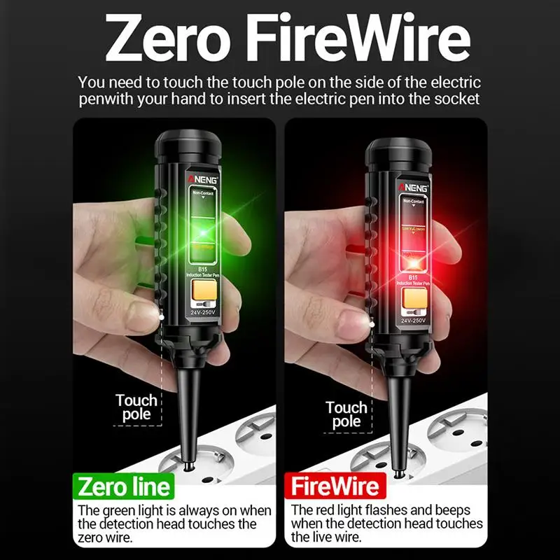 Professional Voltage Tester Pen Non-Contact Induction Screwdriver with Highlight Indicator Light for Electricians