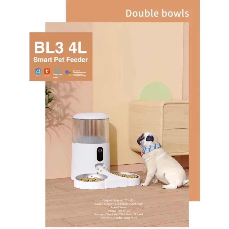 FurStarAutomatic Quantitative Feeding Network Cat Dog Pet Video Remote Real-time Monitoring Smart Pet Feeder CCTV IP Camera