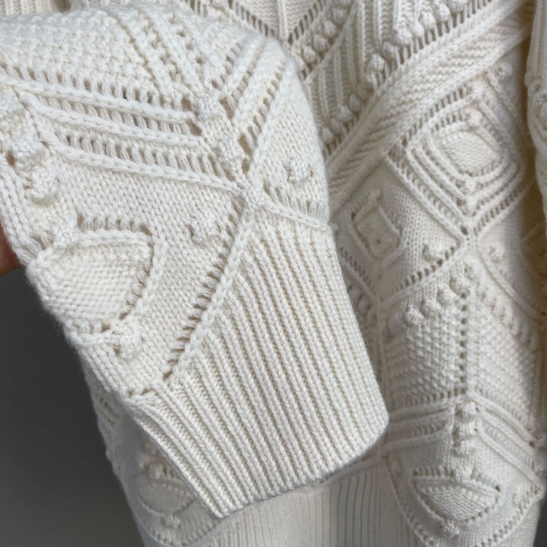 

New Autumn/Winter Jacquard Turtleneck Solid Color Openwork Cashmere Knit Sweater - Stylish, Elegant, And Warm.