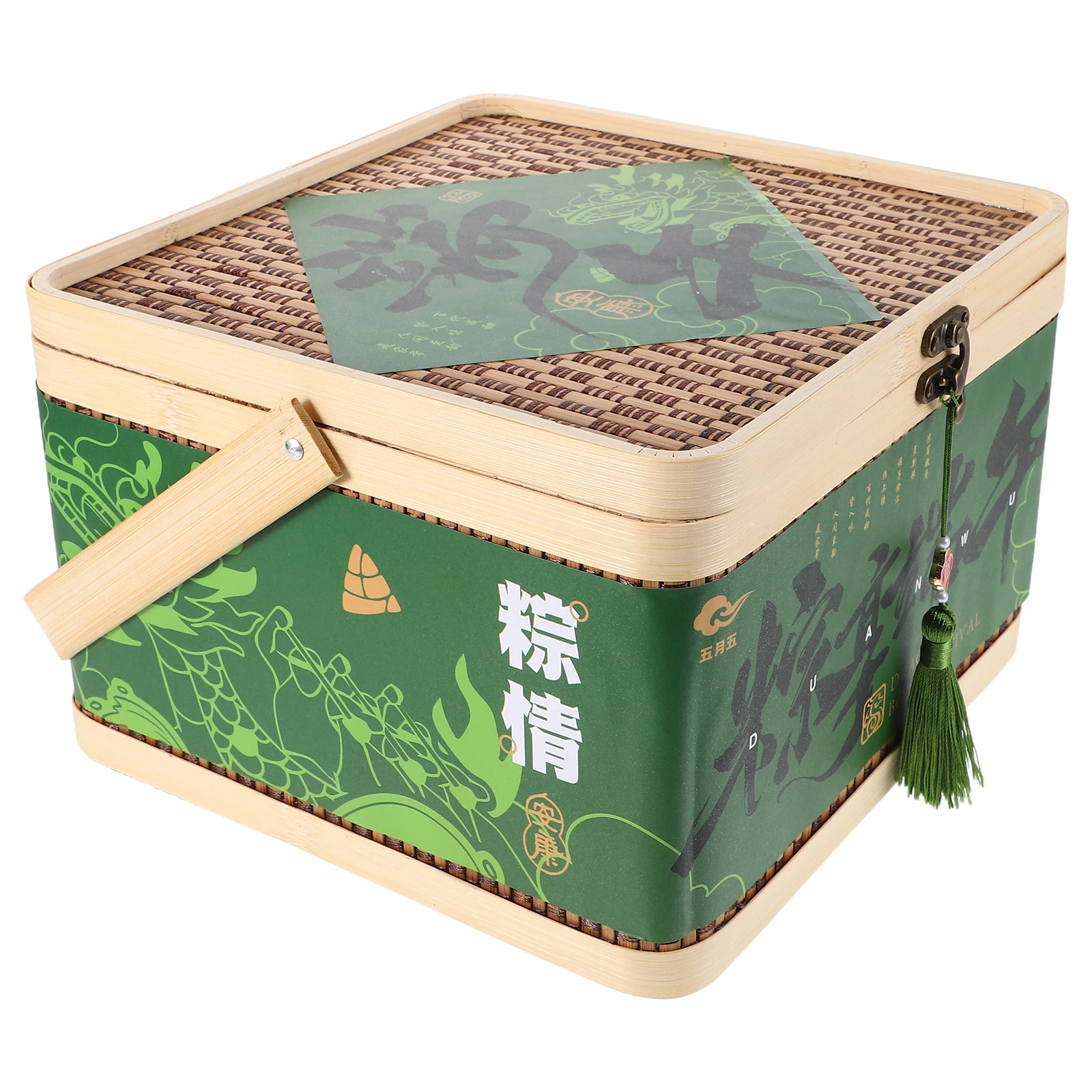 

Dragon Boat Festival Gift Box Bamboo Vegetable Basket Handwoven Storage Tray Empty Container Durable Material Elegant