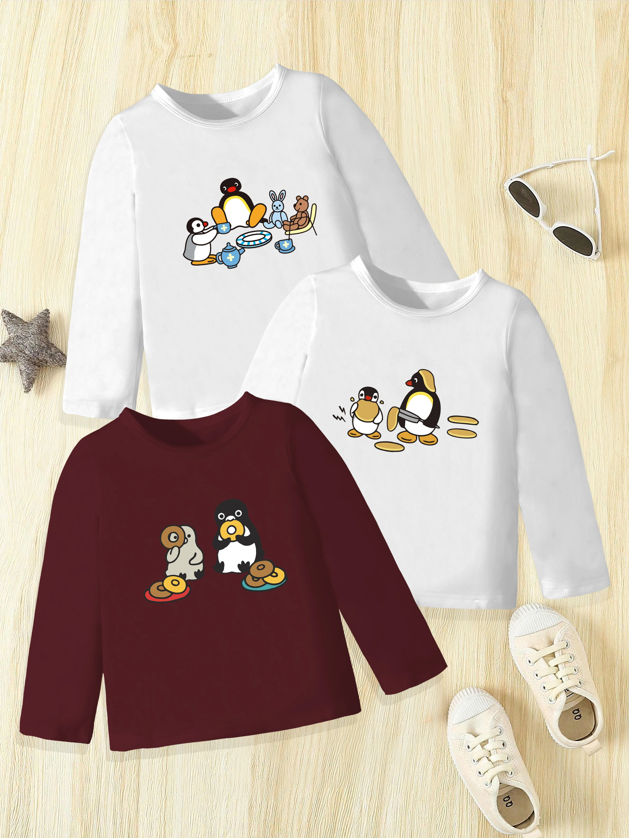 

3 шт.: Осенний базовый слой для мальчиков с рисунком пингвина и друзья