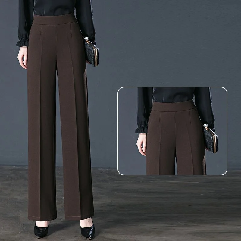 Office Lady Simplicity Solid Color Elastic High Waist Pants 2024 New Casual Straight Trousers Spring Autumn Women\'s Clothing