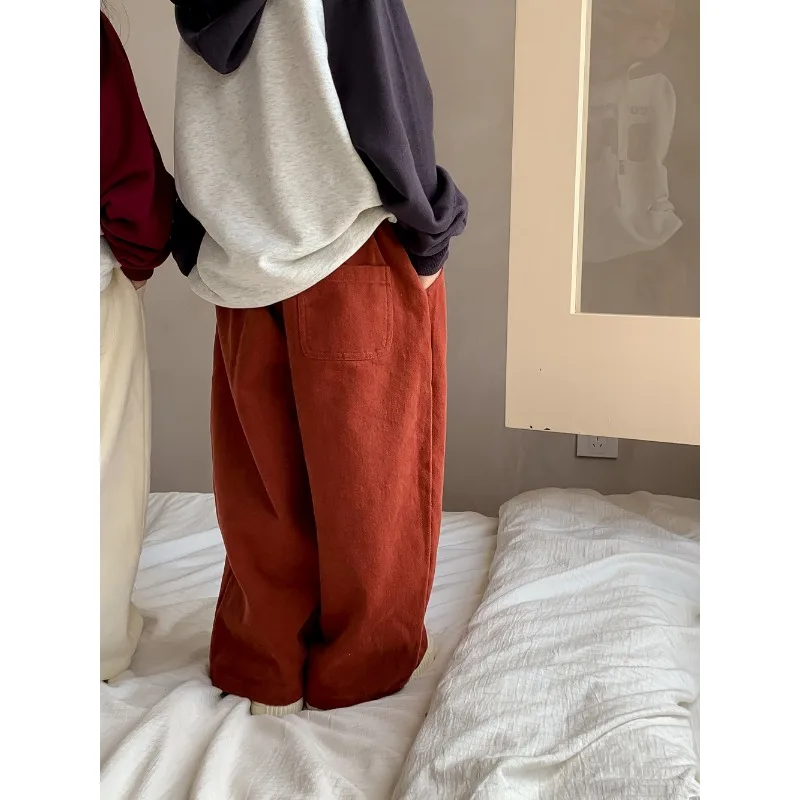 Children Solid Color Casual Pants 2023 Spring Autumn Boys and Girls Korean Loose Straight Wide Leg Pants  pants