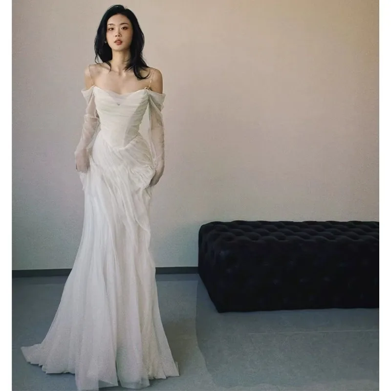 

Ele White Evening Gown Women's High-end Luxury Anniversary Adult Ceremony Host High-end Par Dr Spring 2025