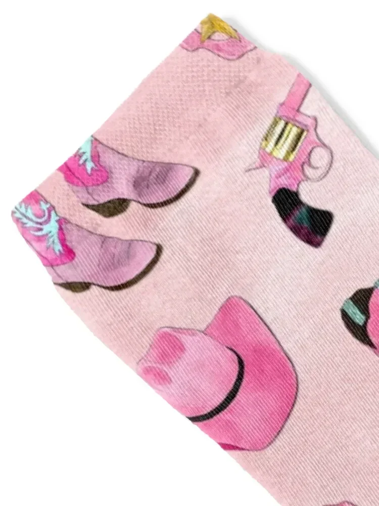 Artsy Cute Girly Pink Teal Cowgirl Watercolor Socks anime short christmass gift Luxury Woman Socks Men's