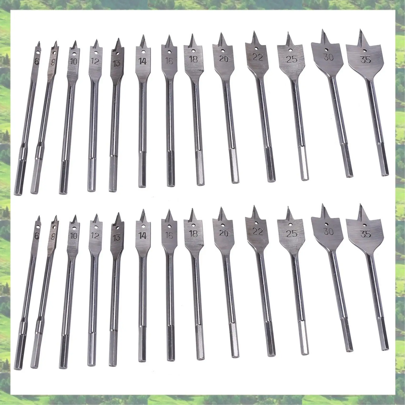 

A59Z-26Pcs Flat Spade Drill Bits Set Metal Bit Kit Hex Shank Woodworking Tool Accessories