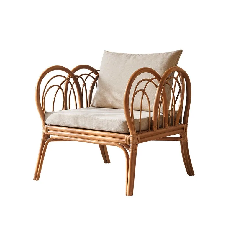Medieval style home living room rattan sofa, Indonesian agate rattan hand-woven wabi-sabi wind homestay sofa coffee table
