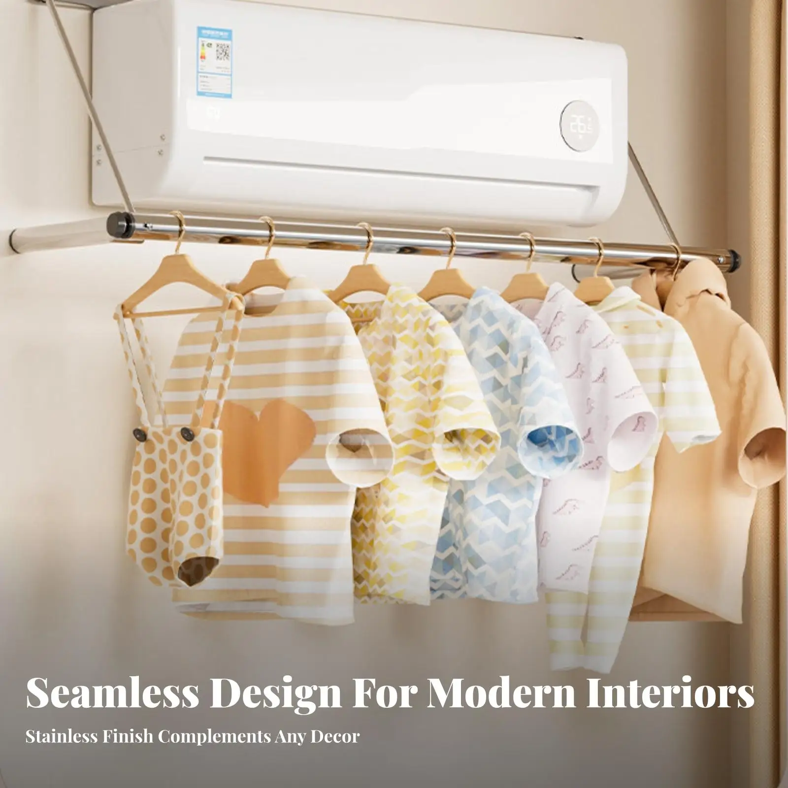 Air Conditioner Clothes Drying Rack Space-Saving for Dorm Rooms, Utility Areas
