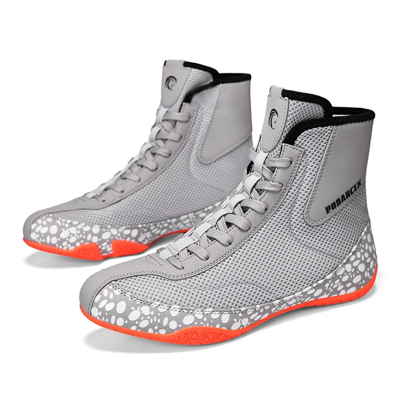 New Arrival Men Wrestling Shoes Mid-Top Wrestling Sneakers Man Professional Boxing Shoes For Men Lace Up Boxing Fighting Bo
