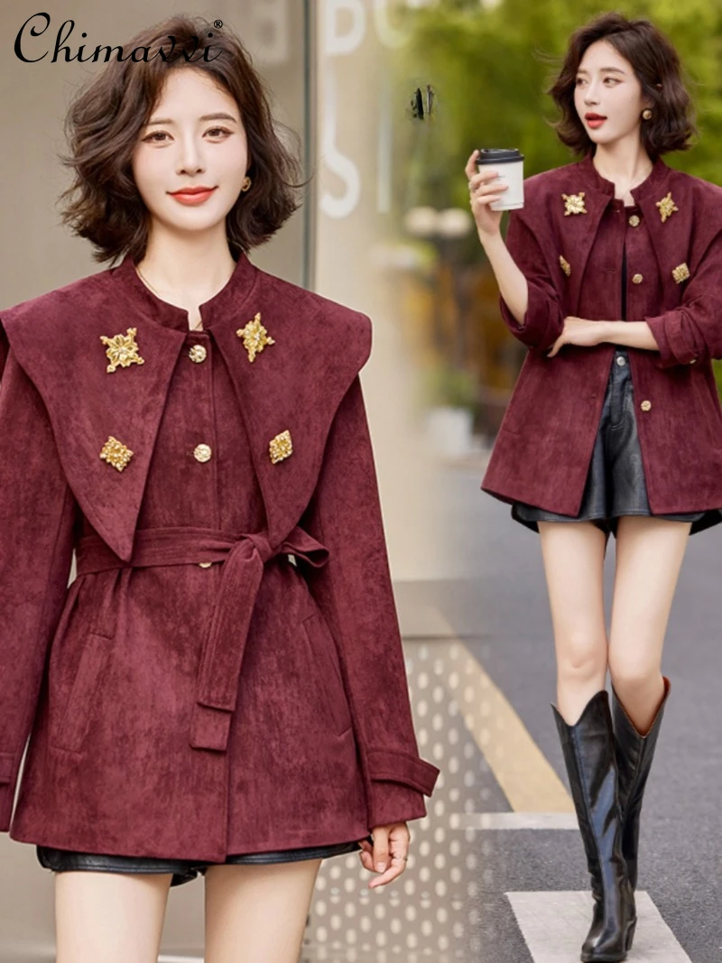 

2024 Winter Clothing New Solid Color European French Buttons Fashionable and Elegant Foreign Style Age-reducing Coat For Women