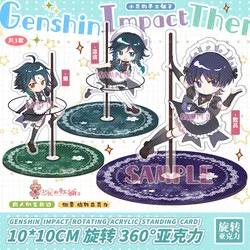 Anime Genshin Impact Balladeer Venti Xiao Maid Series Acrylic Rotate Q Version Acrylic Stand Display Model Badge Desktop Decor