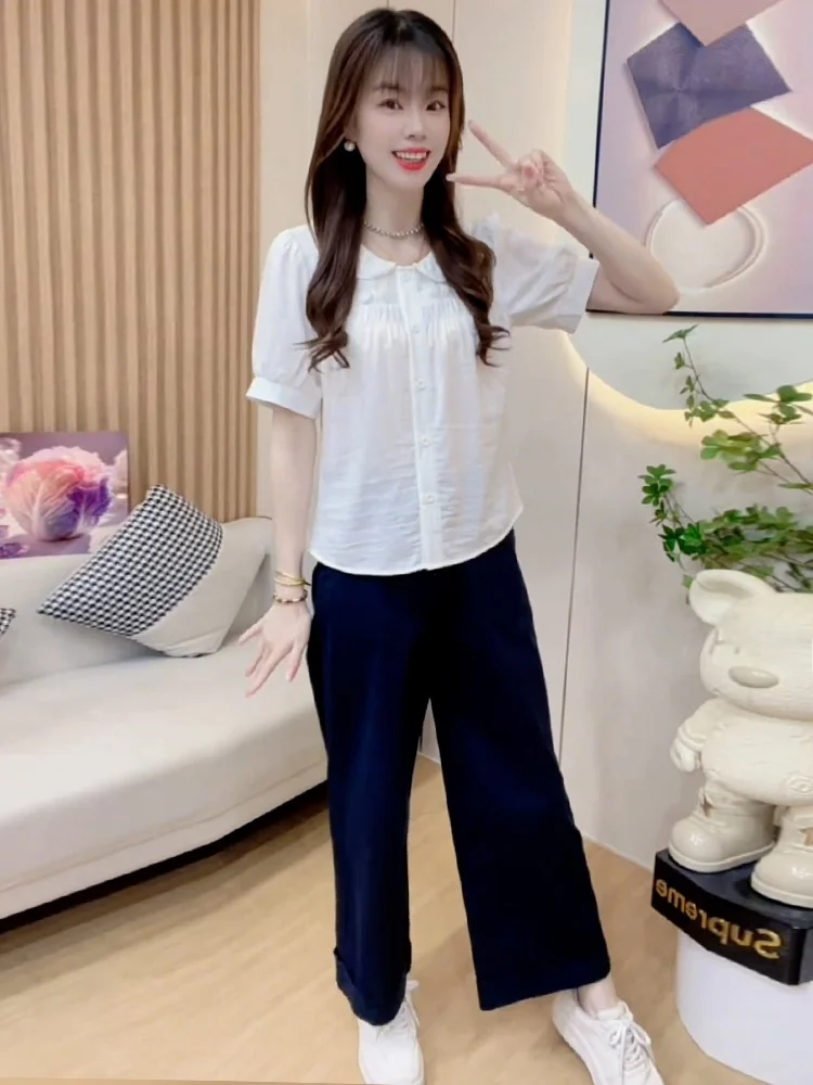 

Faionable Casual ort Sve irt Women's Summer New Sle Ele Versatile Meat Covering Top Korean Sle Commute Wind