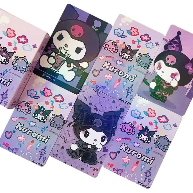 Sanrio Kurome Laser Photo Card Peripheral High Definition Exquisite Iomo Animation Flash Card Bookmark Double-sided Card