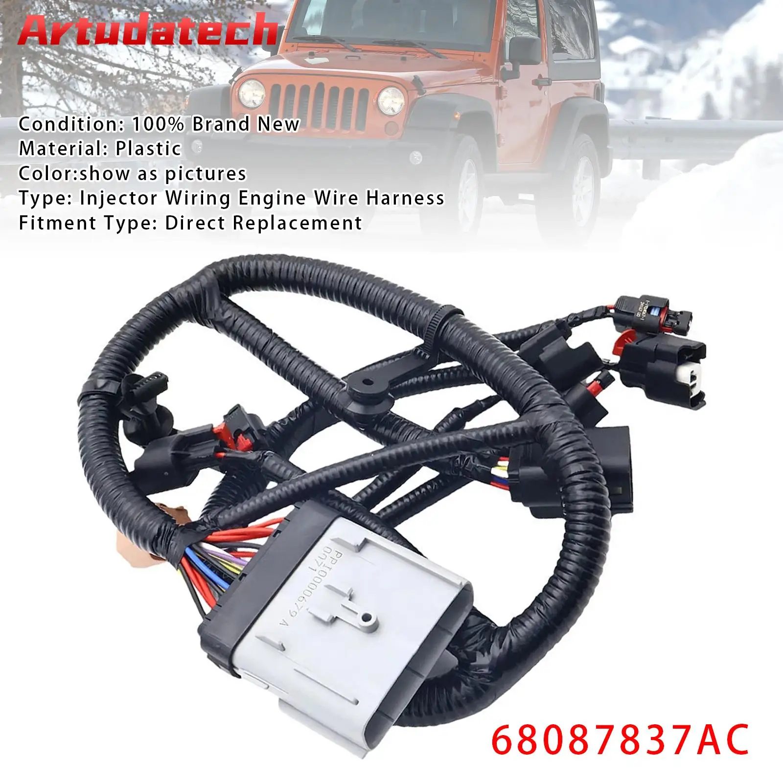 

Artudatech Injector Wiring Engine Wire Harness 68087837AC For Jeep Wrangler 2012- 2013 2014 2015 2016 2017 Car Accessories
