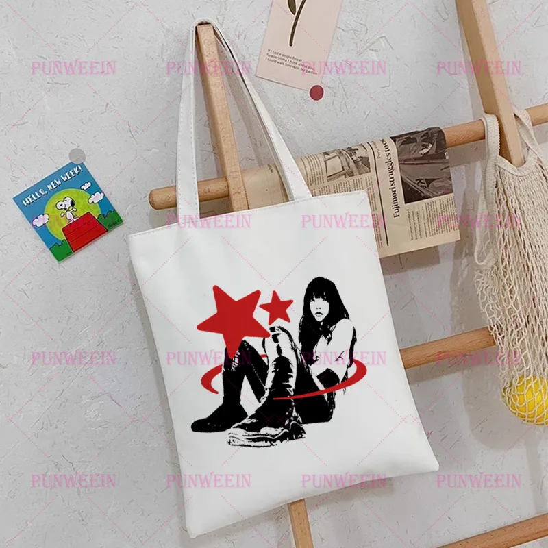 Streetwear Aesthetic Print Canvas Bag Japan Star Kawaii Girls Harajuku Handbag Y2K Punk Gothic Vintage Subculture Shoulder Bag