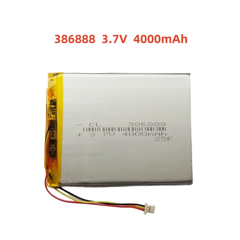 3Wires 386888 3.7V 4000MAH Polymer Li-ion Battery For Onyx Buks James Cook 2 Boox E-Book Onyx Darwin 3 4 Caesar2 Vasco Da