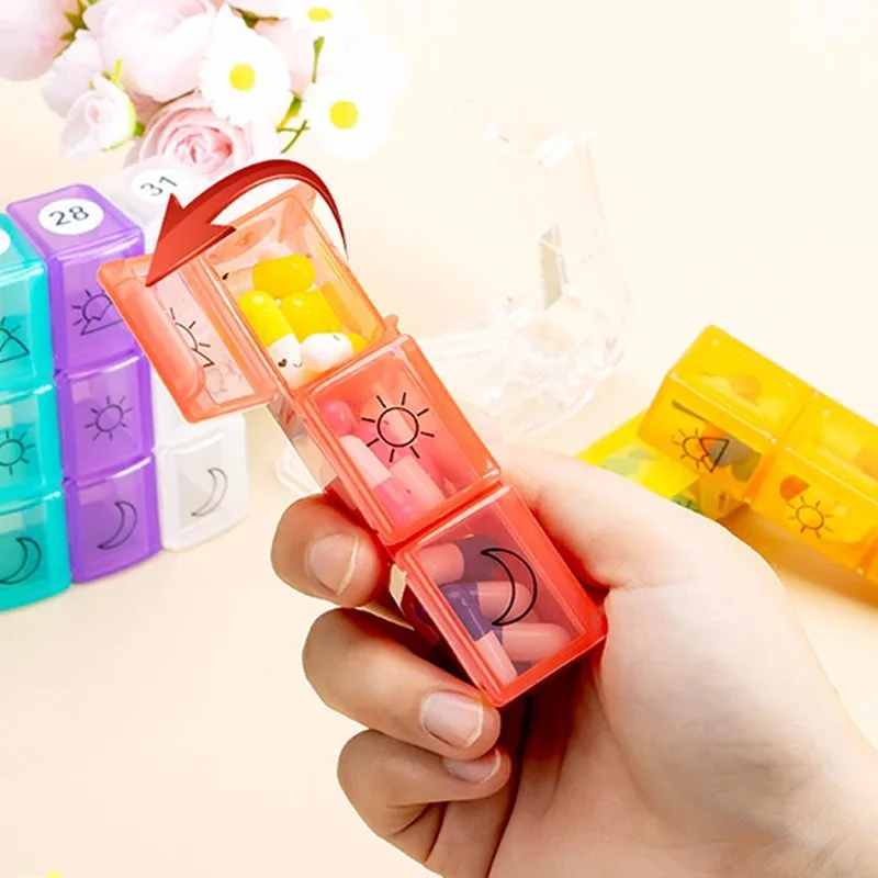 Monthly Pill Box Pill Storage Box Organiser 3 Times A Day Medicine Box w/ 32 Compartments to Hold Vitamin Pill - view 5