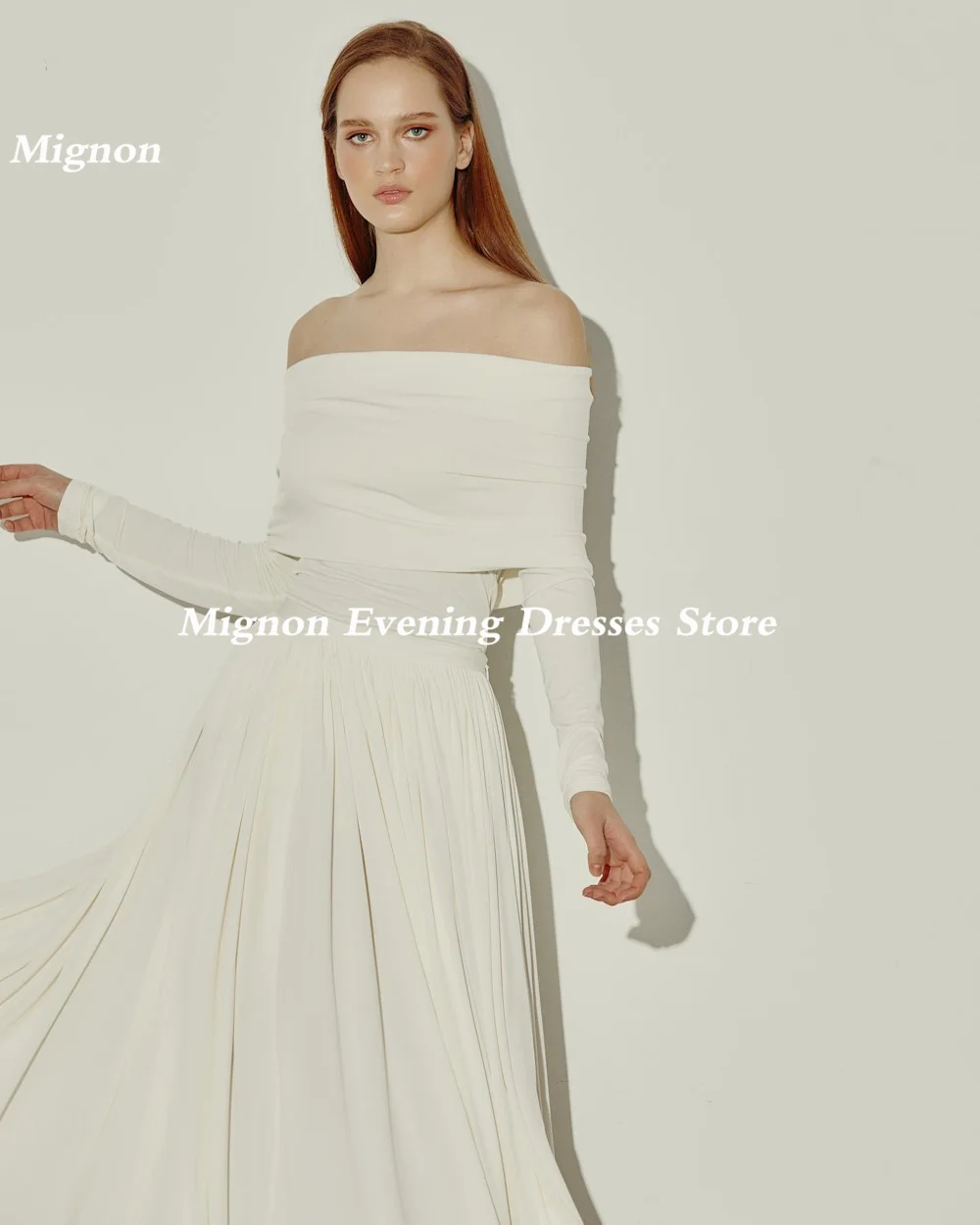 Mignon-vestido de fiesta de crepé con hombros descubiertos para mujer, hasta el tobillo traje Formal, de lujo, elegante, de noche, 2023