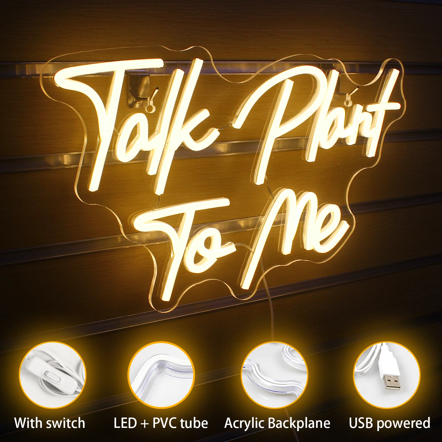 Talk Plant To Me Neon Light LED Luminous Neon Sign Party Birthday Reunion Room Home  Personality Decoration Wall Hanging Lamp