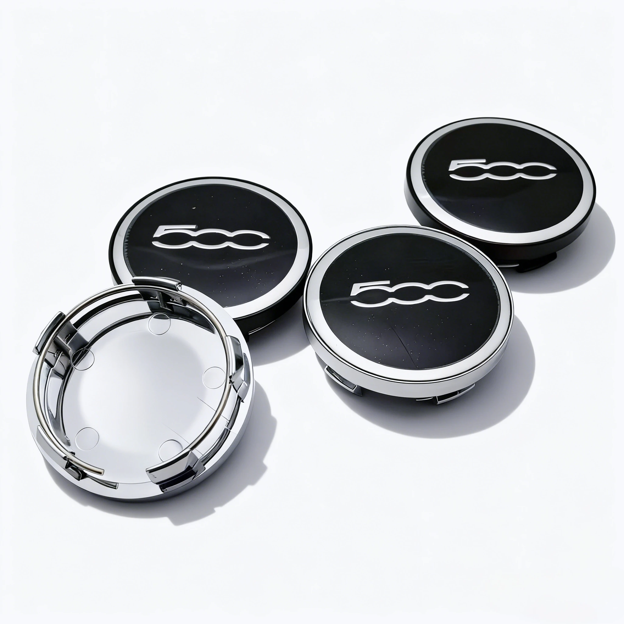 4 Stück Schwarz Silber 500 Logo Emblem Auto Radnabenkappen 58 mm 54 mm Räder Nabe Staubkappe Felgen Radkappen Abdeckung Ersetzen Autozubehör