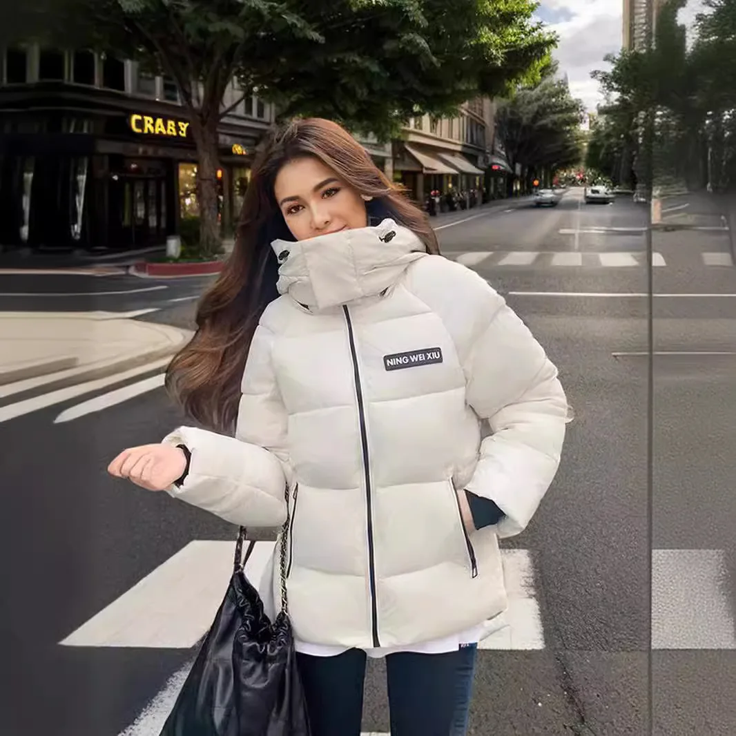 

Women's Winter Jacket 2024 Winter Female Thicken Warm White Cotton Jacket Women's Hooded Casual Parkas Coats Women's Clothing