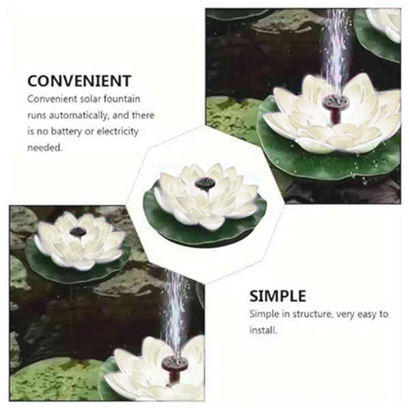 

Solar Fountain Pond Outdoor Bird Bath Fountains Solar Power Floating Garden(White)