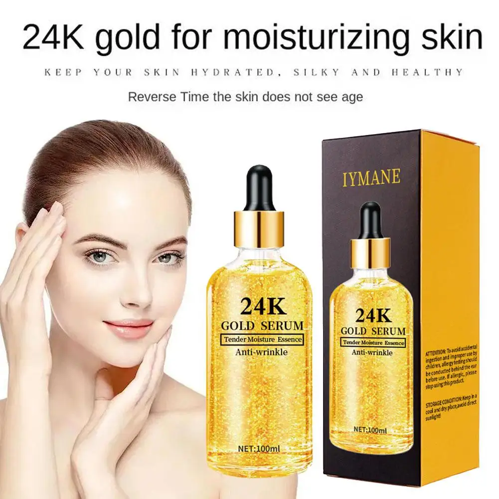 24K Golden Hyaluronic Face Serum Face Moisturizing Anti-Aging 100ml Care Wrinkle Essence Facial Products Firming Skin Bright V3B