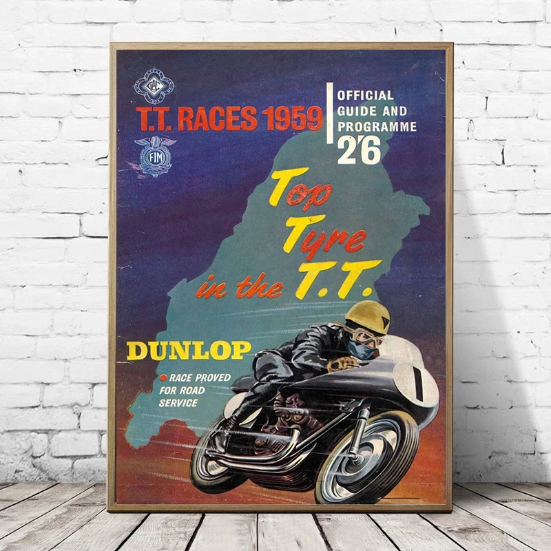 ملصقات سباقات TT العتيق الرسمية للدراجات النارية سباق الجائزة الكبرى لوحة قماشية لدراجات الدراجات صور فنية جدارية هدايا ديكور الغرف المنزلية