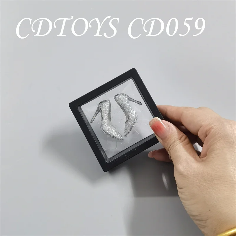 Cdtoys Cd059 1/6 Scale Female Sexy Pointed Tip Sparkling Golden Silver High Heel Shoes Model for 12\'\' Action Figure Body Model