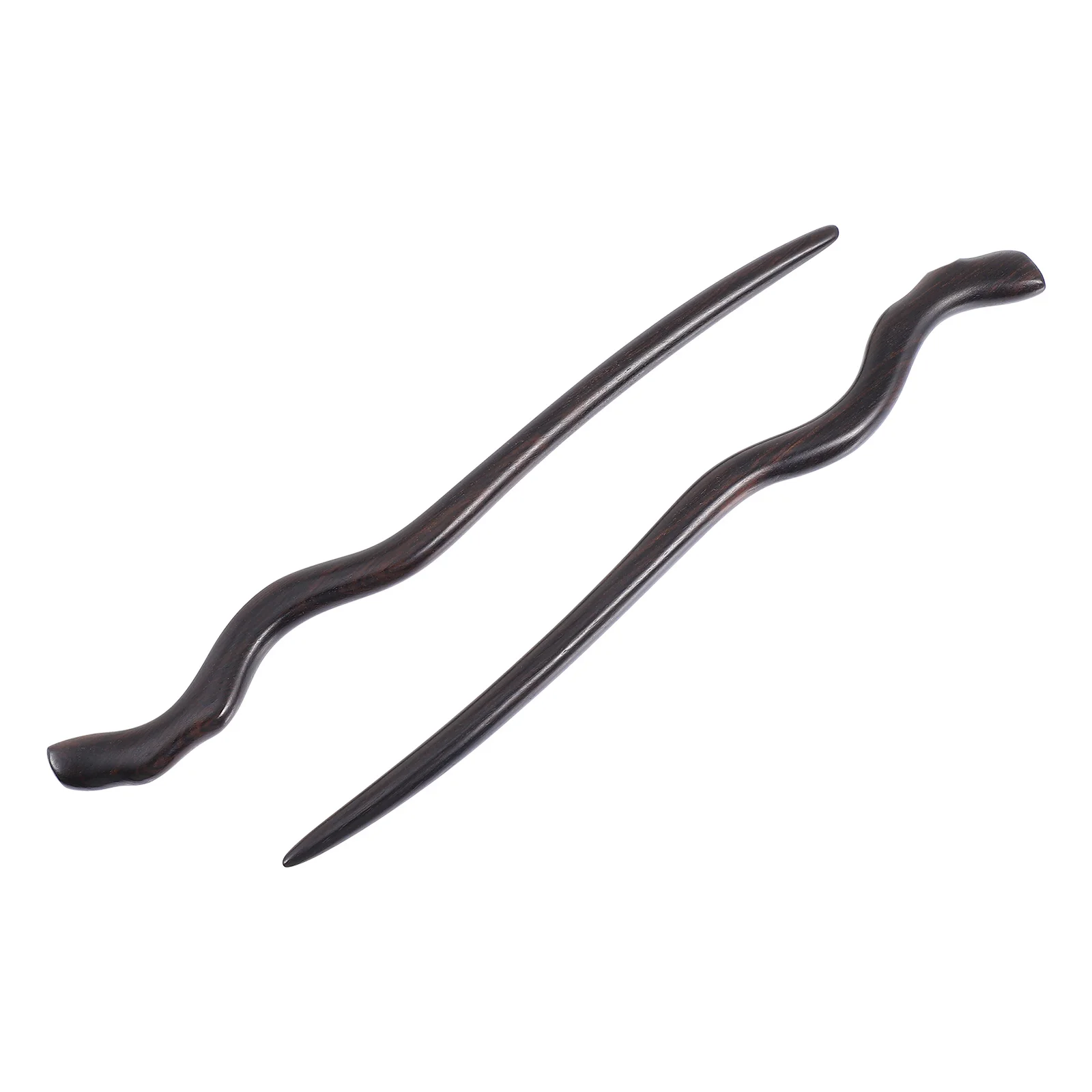 

2pcs Ancient Stick Black Sandalwood Hairpin Oriental Headdress Traditional Headpiece Vintage Hair Fork Elegant Hair Clip Pin For
