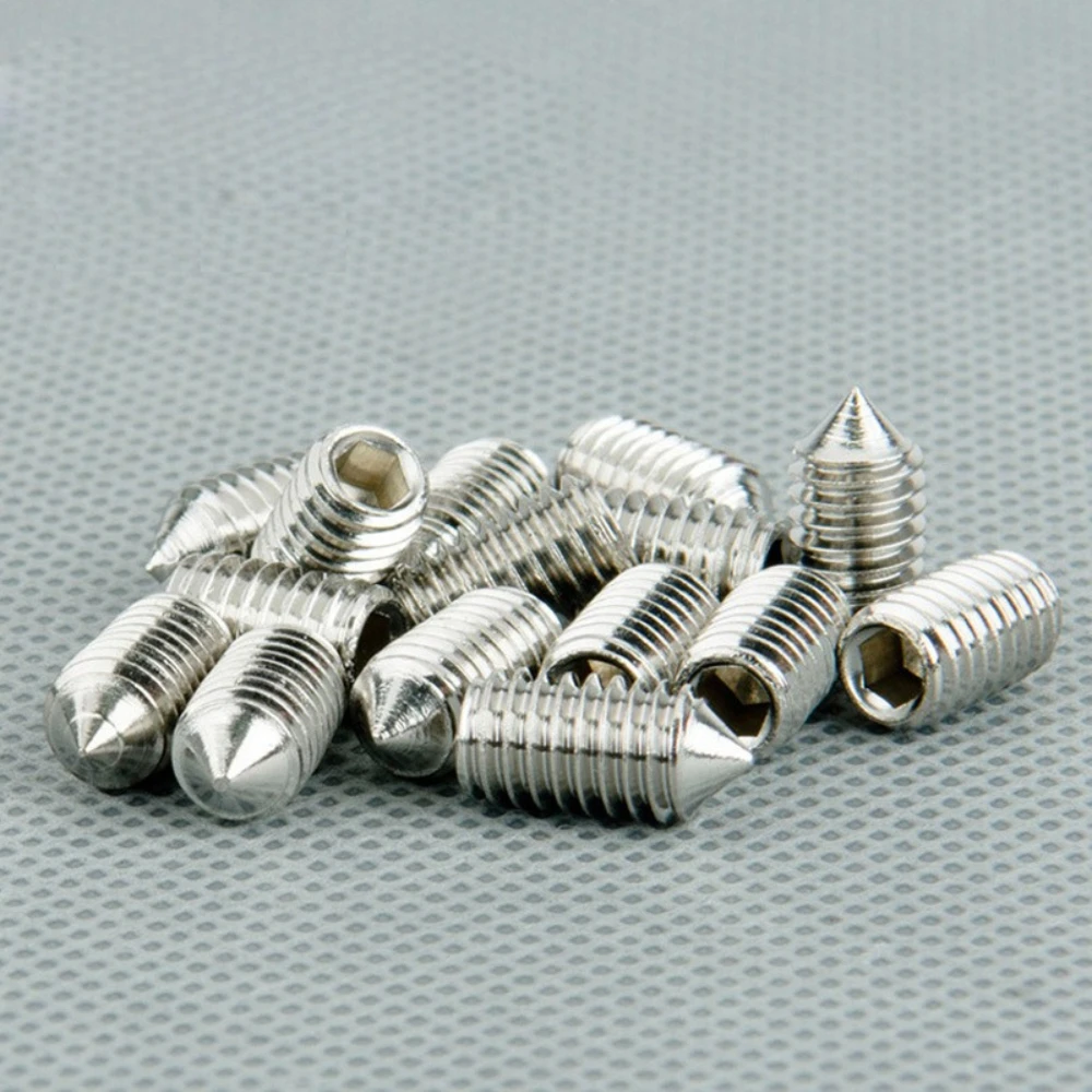 

290pcs M3 M4 M5 M6 M8 DIN916 304 Stainless Steel Hexagon Socket Screws Cone Point Grub Screw Headless Stop Screws with 5Wrenches