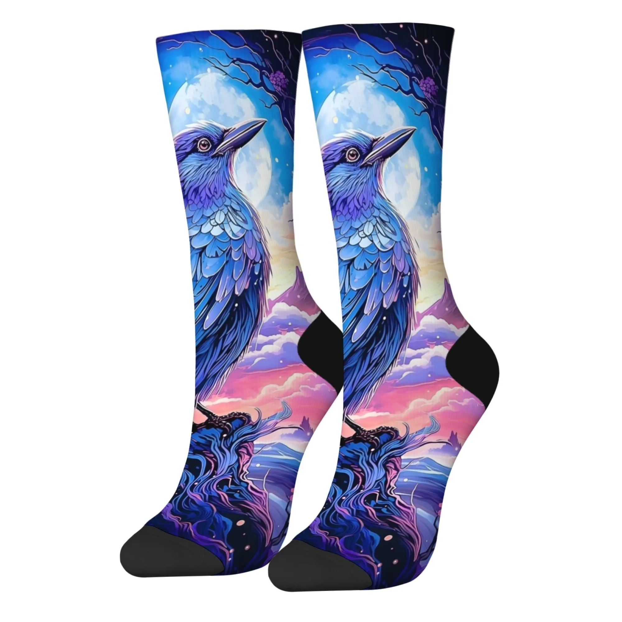 

Мужские носки в стиле Харадзюку с изображением сказочной вороны, новинка, забавные носки Happy Crew, удобные мягкие теплые повседневные модные носки, подарок