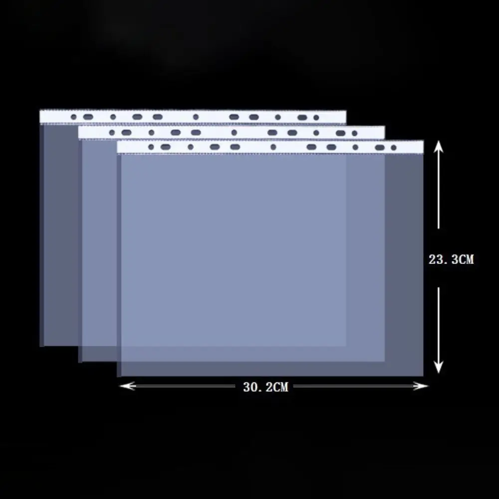A4 루즈리프 파일 포켓 투명 파일 분류, 파일 보관 보호 필름, 사무용품, 11 홀, 100 개