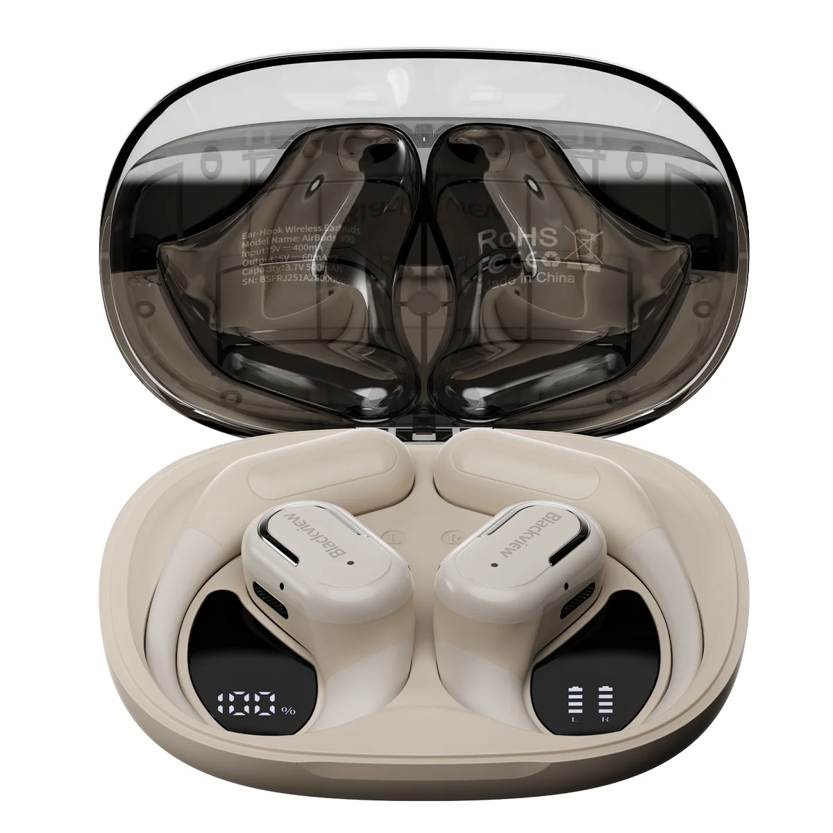 [Verzending vanuit Polen] Blackview Airbuds 300 hoofdtelefoon, draadloze in-ear koptelefoon met touchscreen, IPX5 waterdicht, sport, luchtgeleiding, bas, Bluetooth-headsets
