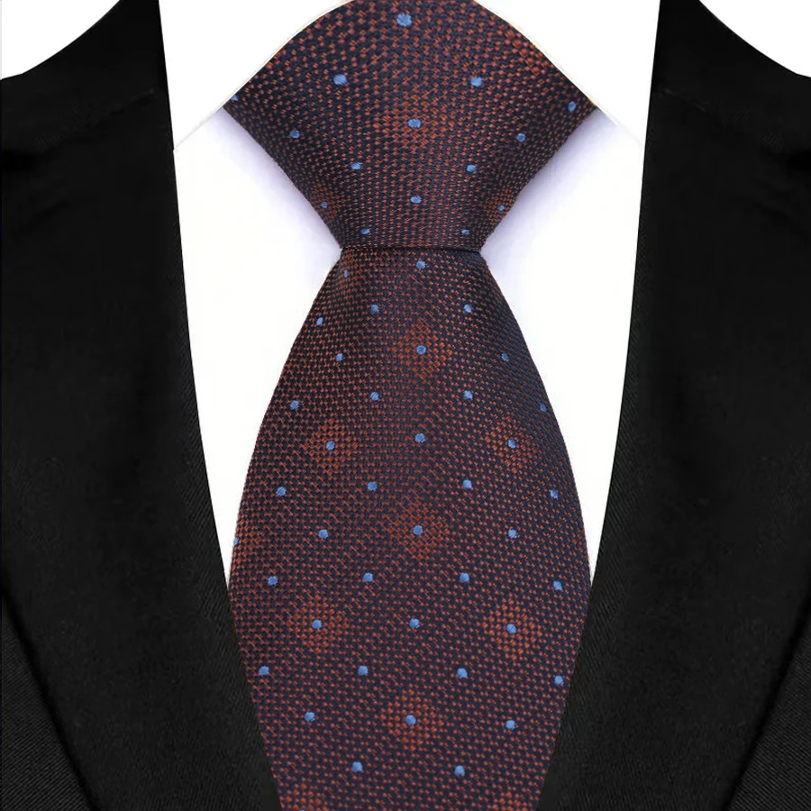 Cravatte da lavoro da uomo di lusso da 8 cm Cravatte formali a pois Solido Marrone Vino Rosso Cravatte Nuova moda Cravatta Tuxedo Suit Accessori Regalo