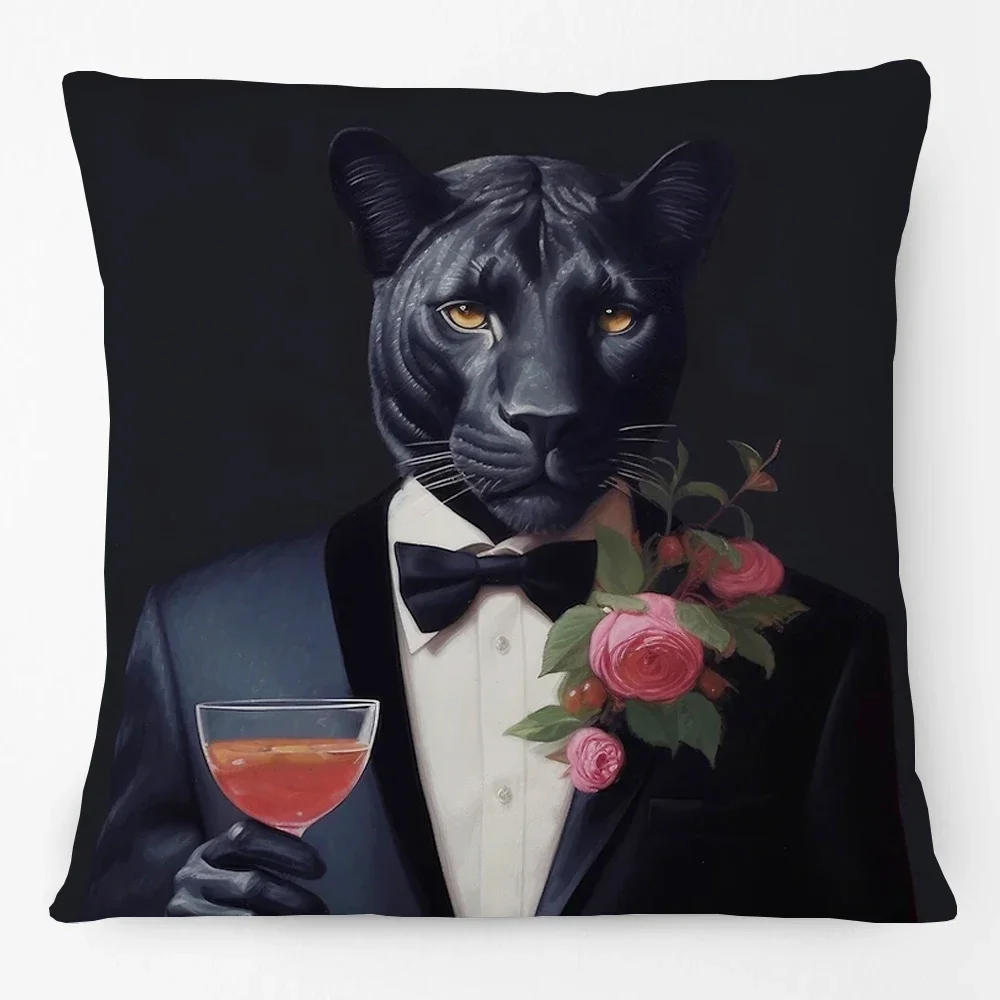 Wildcats Animal Jaguar Tiger Leopard Portraits Cushion Cover Home Decorative Sofa Throw Pillow Case