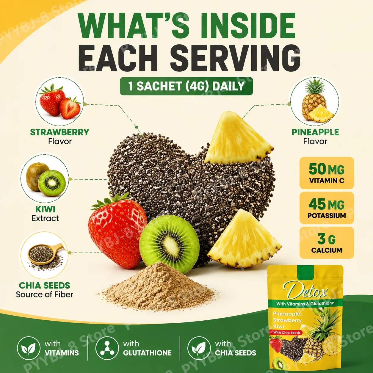 Bubuk Biji Chia Nanas Detoks d - Herbal Tea ulasan dan harga