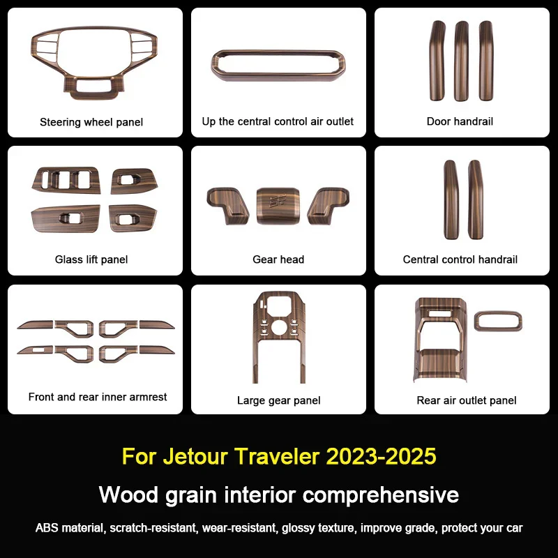 For Chery Jetour T2 2023 2024 Car Styling Wood Grain Central Control Gear Panel Gear Shift Cover Air Outlet Auto Accessories