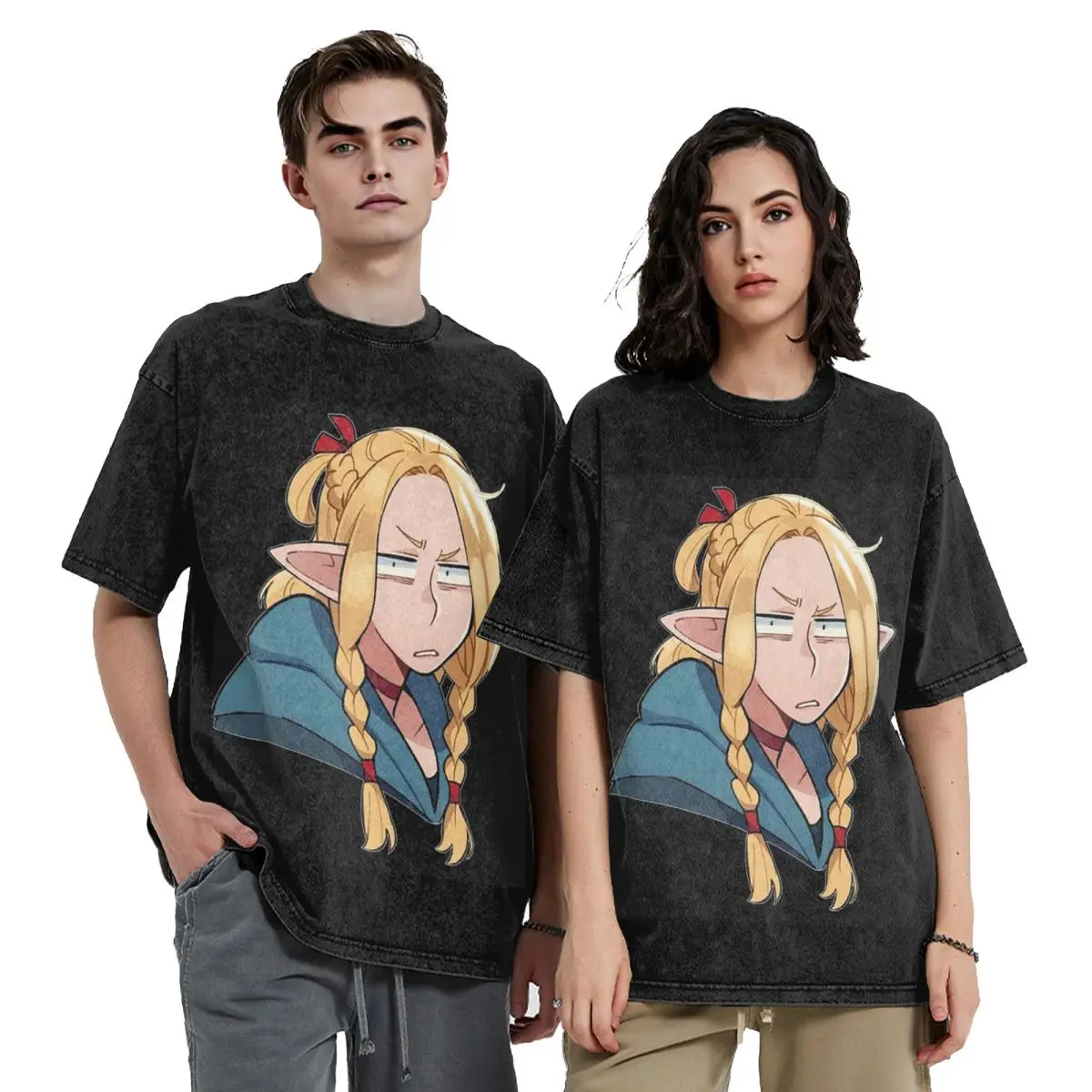 Dungeon Meshi Senshi Delicious In Dungeon Hip Hop Short Sleeve T-Shirts Washed Tops Tees Streetwear T Shirt for Men woman