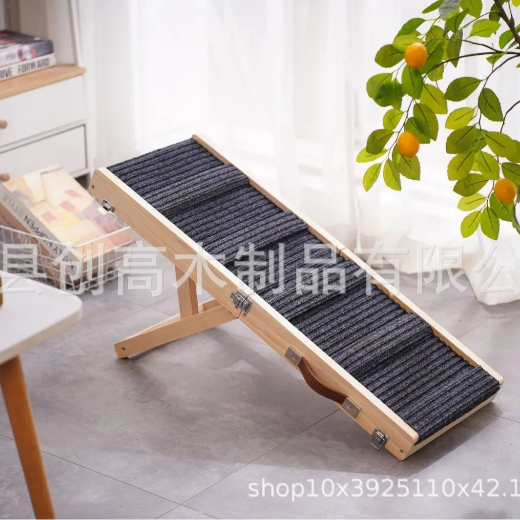 

Foldable Wooden Dog Ramp for Senior Dogs Adjustable Height Pet Stairs for Bed Sofa Access