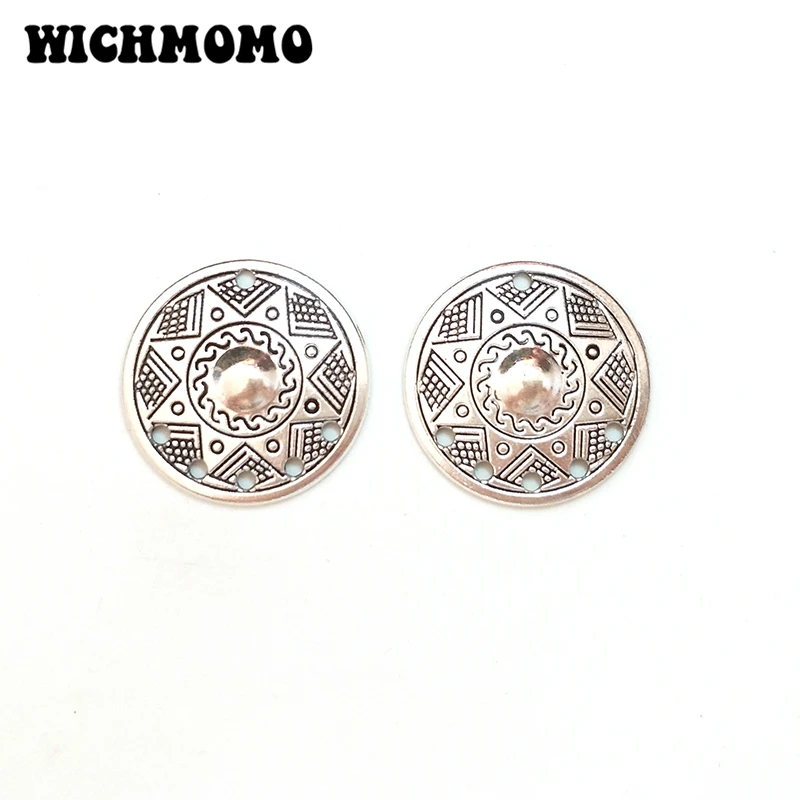 2023 New Fashion 6 Pieces  Perforated Round Burning Sun Multi-hole Zinc Alloy Connectors Linker Diy Jewelry Accessories