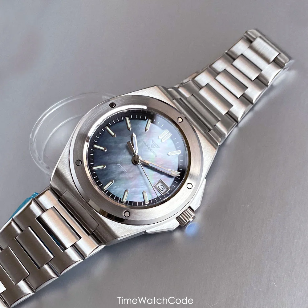 Tandorio New Japan NH35 Automatic Watch for Men Mechanical Mother of Pearl Dial Luminous 10BAR Waterproof Sapphire Crystal 40mm