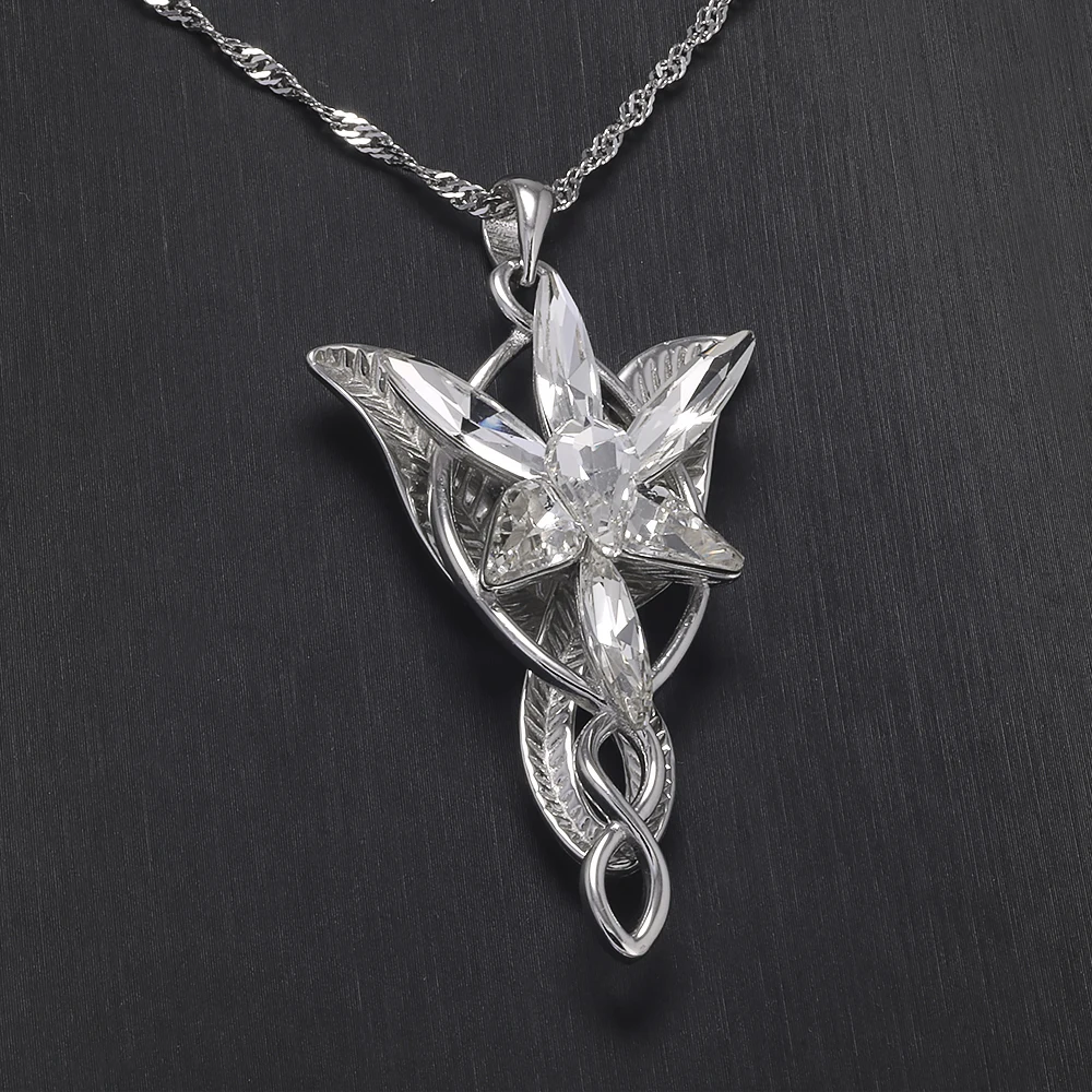 925 Sterling Silber Twilight Star Arwen Halskette Elfen-Anhänger Damen Vintage Film Party Schmuck – Detail 2