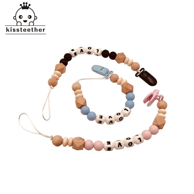 

NEW DIY Silicone Baby Pacifier Clip Personalised Name Colorful Chain for Teething Soother Chew Toy Dummy Clips