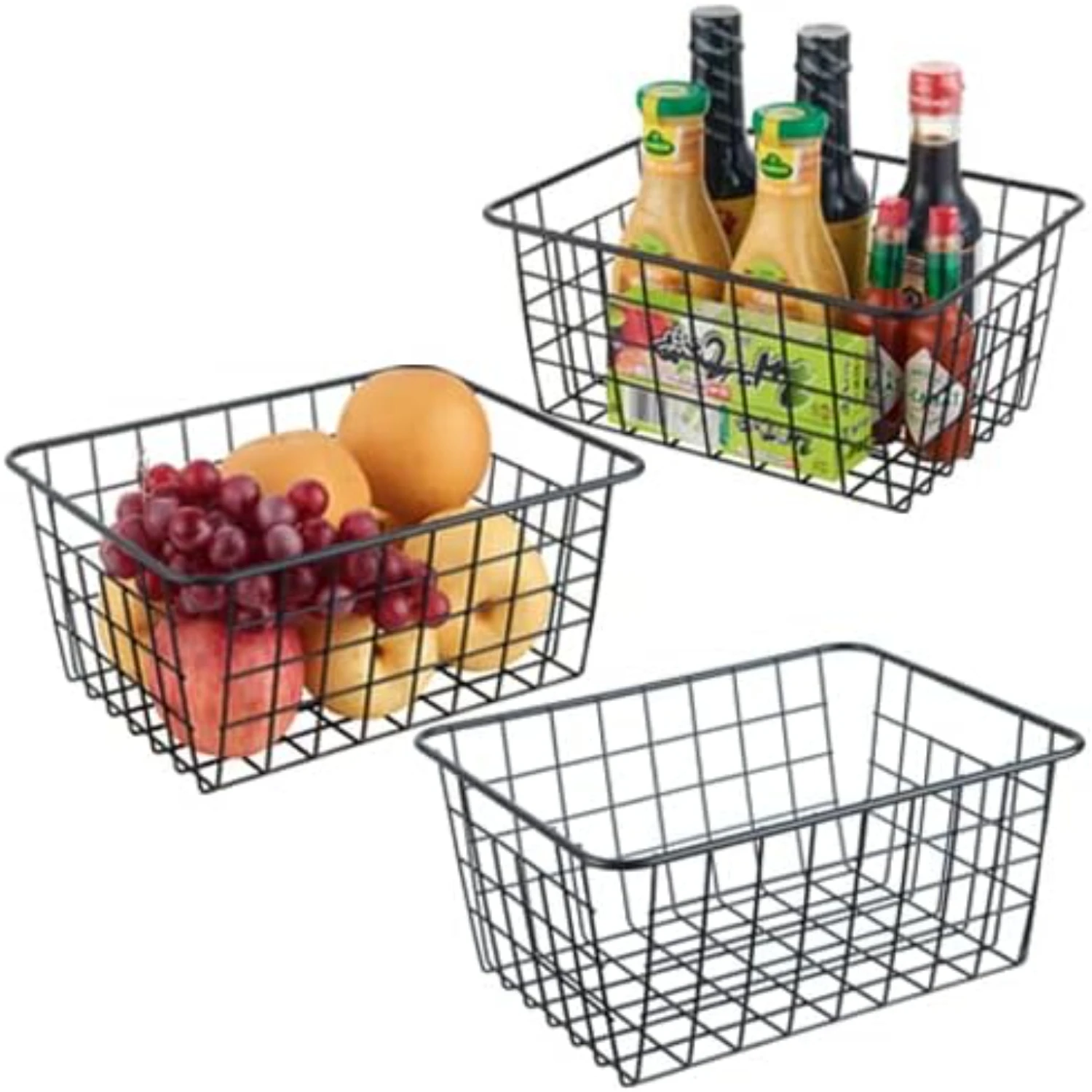 

Efficient, Stylish, and Practical Set of 3 Bronze Wire Baskets for Versatile Kitchen, Pantry, Countertop, or Wardrobe Organizati