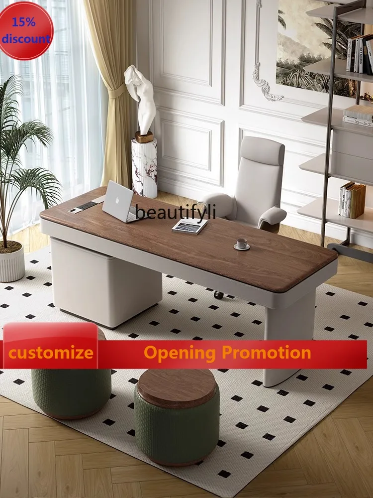 

Retro Desk Light Luxury Italian Minimalist Computer Desk Boss Writing Desk G1218