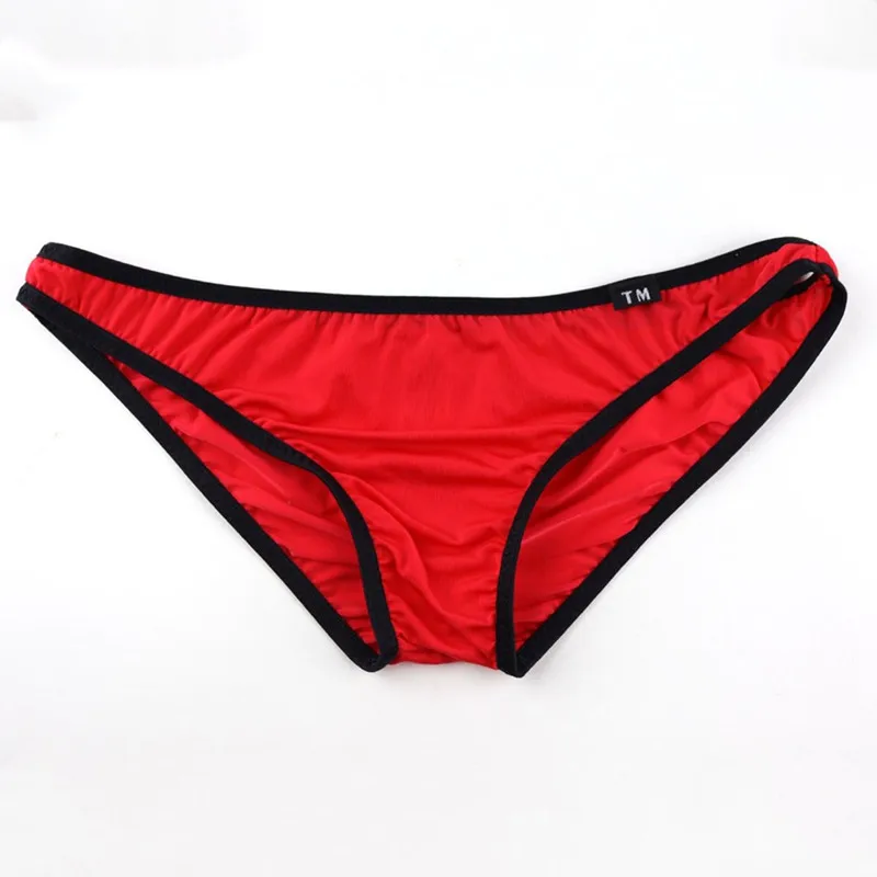 Low‑Rise Male Contrast Binding Triangle Brief Underwear Smooth Silky Breathable Elastic Sexy All‑Season Men Base Underpants
