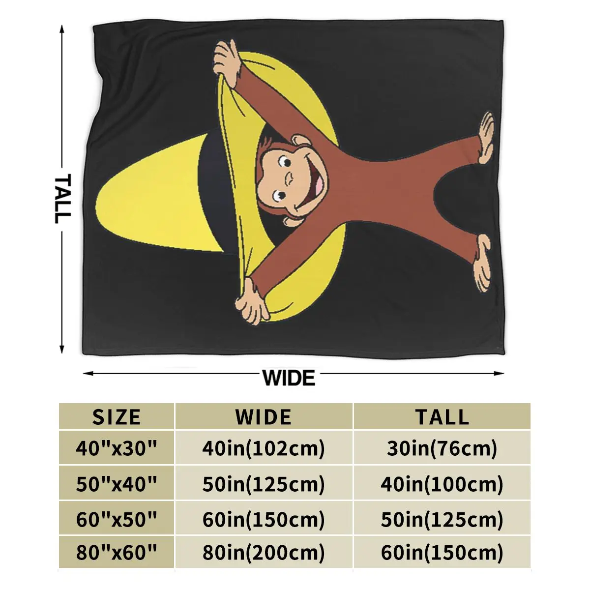 Funky Curious George Blankets Soft Warm Flannel Throw Blanket Bedding for Bed Living room Picnic Travel Home Sofa